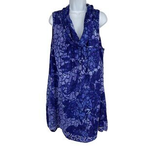 Lane Bryant Cowl Neck Purple Blue Sleeveless Lined Tunic Shift Dress Women 18